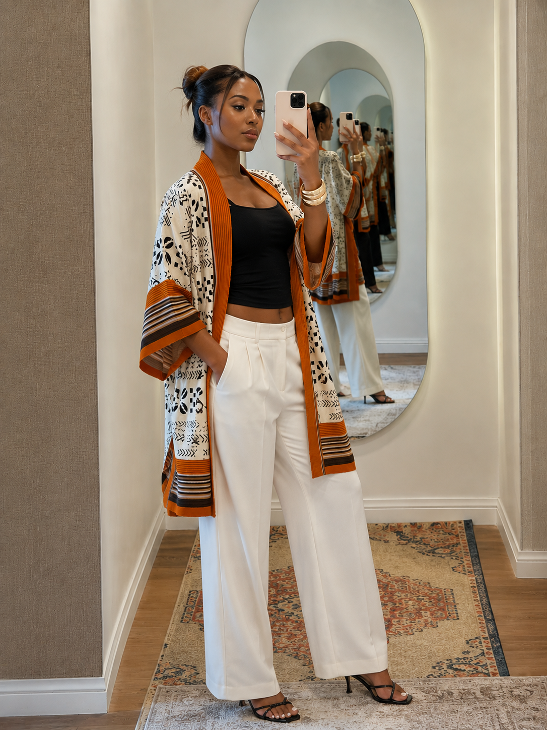 Kimono Asooké - blanc Orange