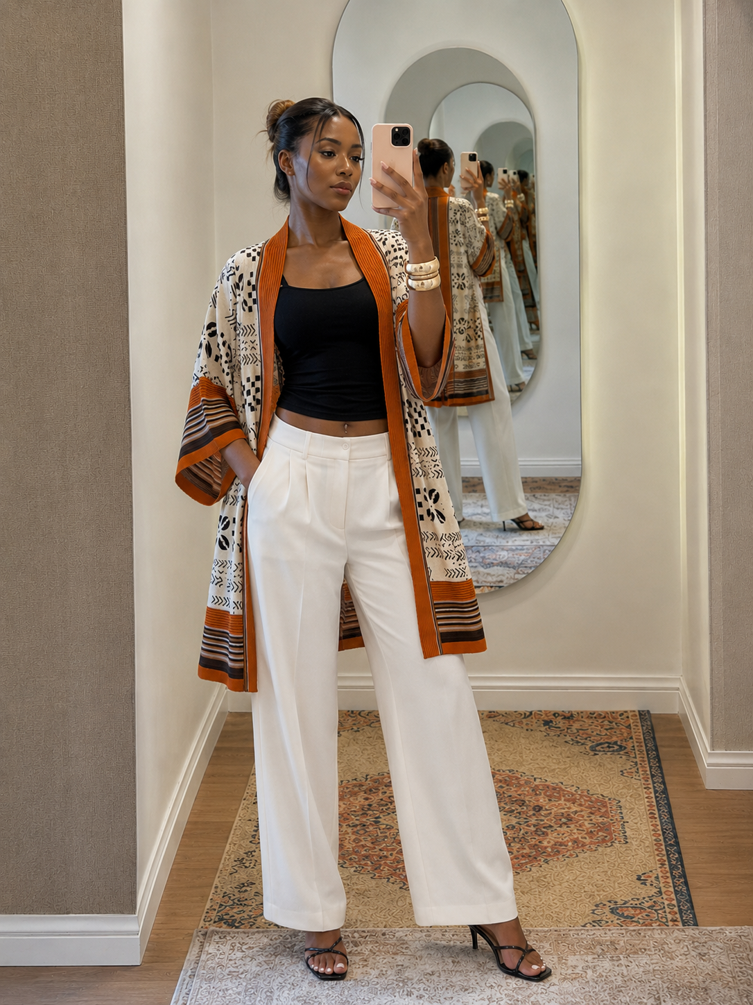 Kimono Asooké - blanc Orange